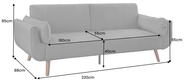 Dizajnová rozkladacia pohovka Amiyah 220 cm sivý zamat