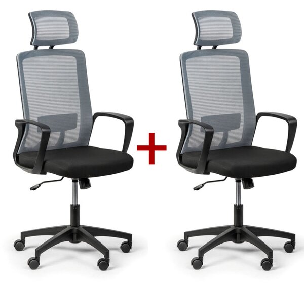 Kancelárska stolička BASE PLUS 1+1 ZADARMO, sivá