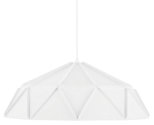 Závesná lampa biela kov geometrický tvar na 1 žiarovku osvetlenie moderný industriálny štýl kuchyňa jedáleň obývačka