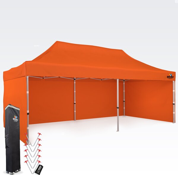 BRIMO Svadobný stan 4x8m - s 3 stenami - Oranžová