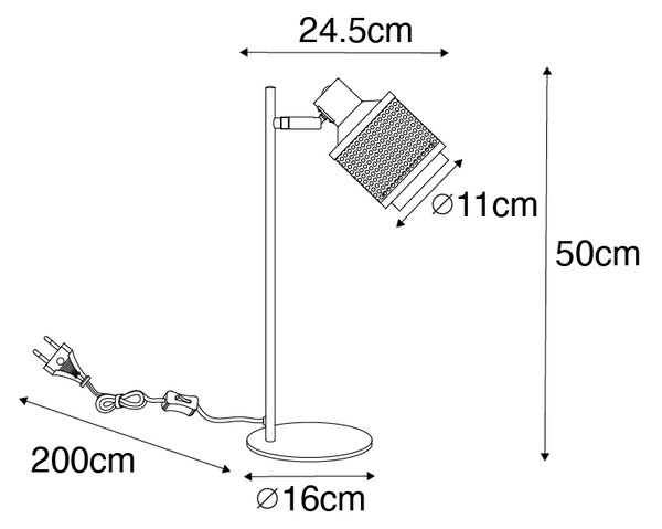 Priemyselná stolná lampa čierna so zlatom - Kayden