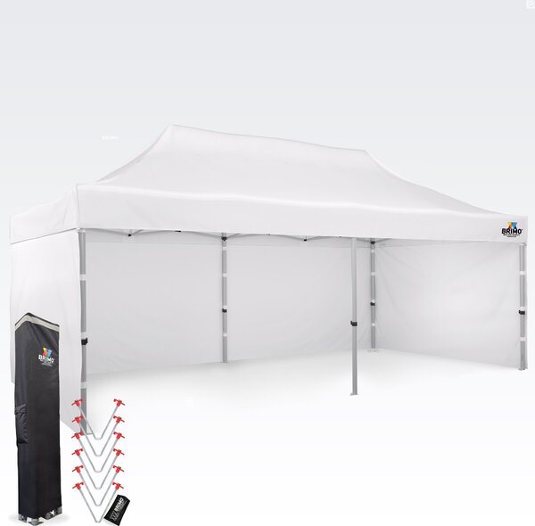 BRIMO Svadobný stan 4x8m - s 3 stenami - Biela