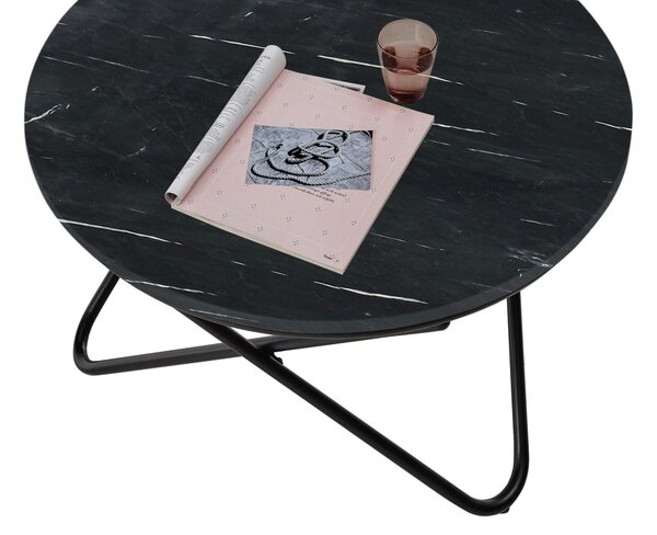 KONFERENČNÝ STOLÍK, čierna, kov, kameň, 80/46/80 cm MID.YOU - Stolíky do obývačky, Online Only