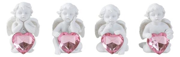 Anjel sediaci ružovým srdcom biely 5,5cm cena za 1ks