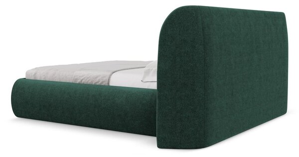 Tmavozelená čalúnená dvojlôžková posteľ s úložným priestorom s roštom 160x200 cm Hauke – Makamii
