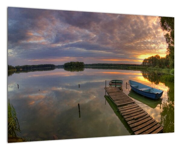 Obrázok jazera sa západom slnka (Obraz 60x40cm)