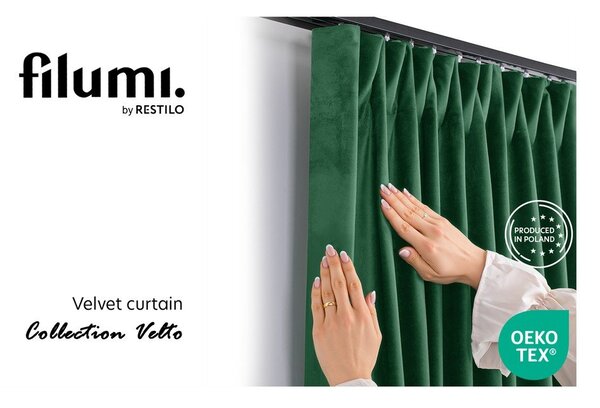 Zelený zamatový dimout záves 140x225 cm Velto – Filumi