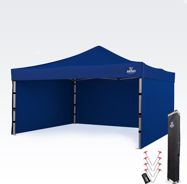 BRIMO Hliníkový promo stan 4x4 m ALU EXCLUSIVE – 3 steny, HEX 45 mm - s 3 stenami - Modrá 16