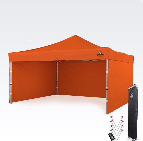BRIMO Hliníkový promo stan 4x4 m ALU PREMIUM – 3 steny, HEX 45 mm - s 3 stenami - Oranžová 16