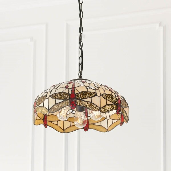 Endon 70824 - Luster na reťazi Tiffany DRAGONFLY 3xE27/60W/230V pr. 41 cm