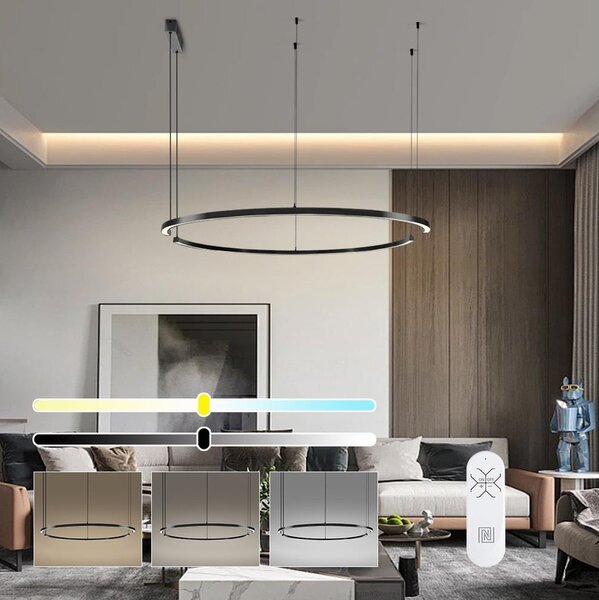 Immax NEO 07329L - LED stmievateľné závesné svietidlo na lanku FINO 72W/230V 120 cm čierna Tuya + diaľkové ovládanie