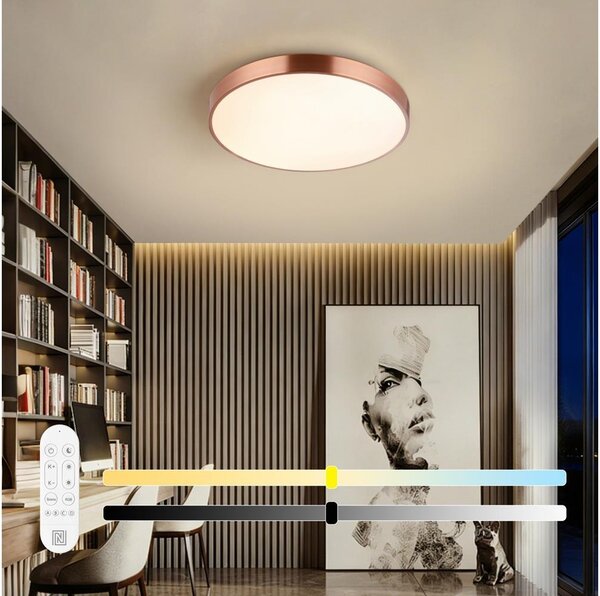 Immax NEO 07321L-LED Stmievateľné stropné svietidlo NEO LITE SEMPLICI 36W/230V priemer 40 cm medené + diaľkové ovládanie