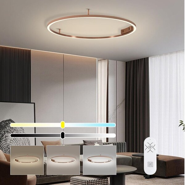 Immax NEO 07326-80C-LED Stmievateľné stropné svietidlo FINO LED/55W/230V 80 cm Tuya ružové zlato+diaľkový ovládač