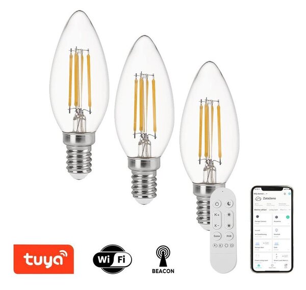 Immax NEO 07807CDO - SADA 3x LED CCT stmievateľná žiarovka E14/4W/230V Wi-Fi+DO