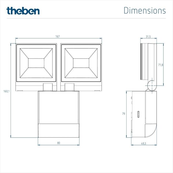 Theben - LED Nástenný reflektor 2xLED/10W/230V biela IP55