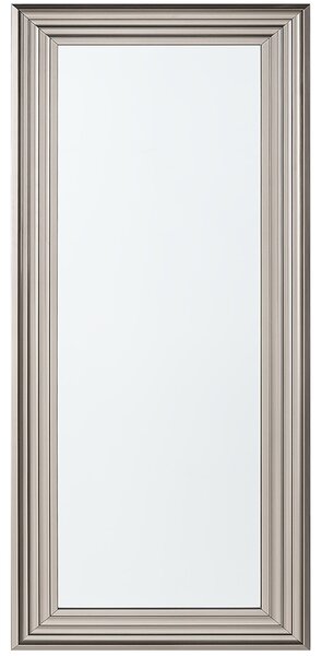 Nástenné závesné zrkadlo strieborné 50 x 130 cm moderné obdĺžnikové s rámom minimalistický dizajn