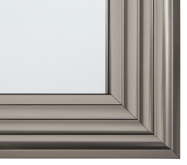 Nástenné závesné zrkadlo strieborné 61 x 91 cm moderné obdĺžnikové s rámom minimalistický dizajn