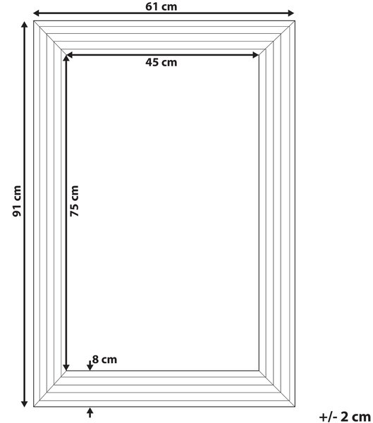 Nástenné závesné zrkadlo strieborné 61 x 91 cm moderné obdĺžnikové s rámom minimalistický dizajn