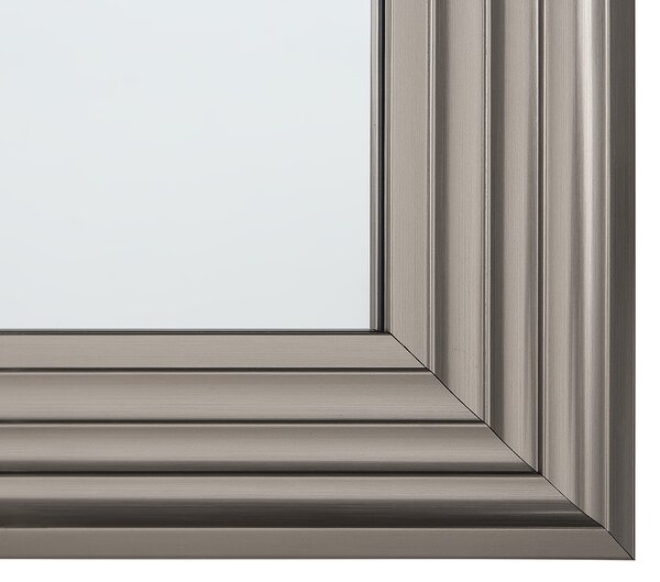 Nástenné závesné zrkadlo strieborné 50 x 130 cm moderné obdĺžnikové s rámom minimalistický dizajn