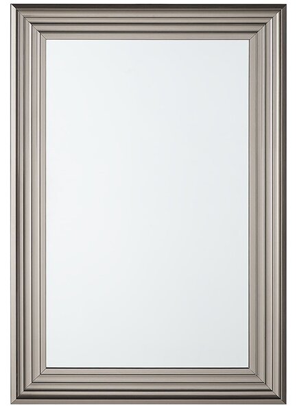 Nástenné závesné zrkadlo strieborné 61 x 91 cm moderné obdĺžnikové s rámom minimalistický dizajn