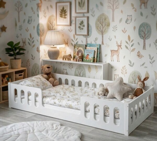 MAXMAX Detská Montessori posteľ NOMI 2v1 - 160x80 cm - biela