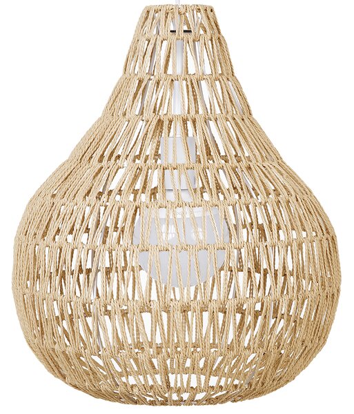 Závesná lampa béžová papierový výplet pletené tienidlo okrúhly tvar boho štýl obývacia izba spálňa