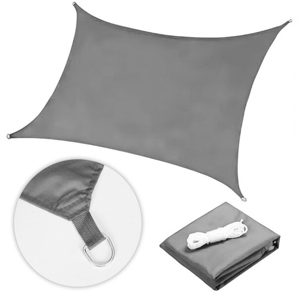 Tieniaca plachta na balkón - obdĺžnik - 3x2m - sivá (180g/m2)