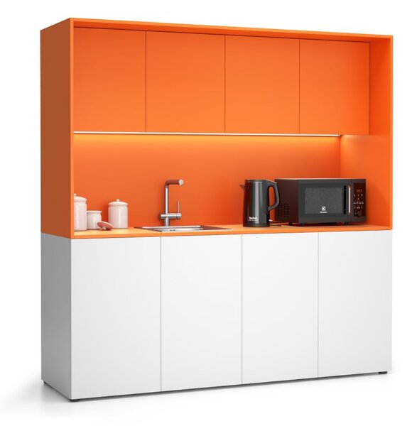 Kuchynka NIKA s drezom a batériou 1963 x 600 x 2000 mm, oranžová, ľavé
