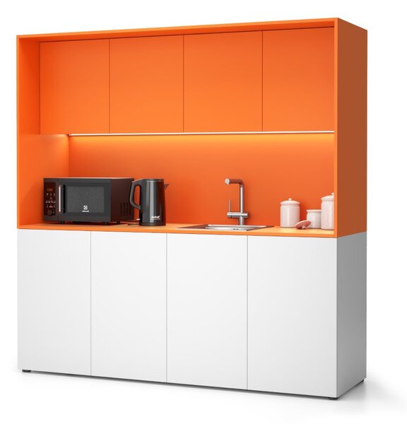 Kuchynka NIKA s drezom a batériou 1963 x 600 x 2000 mm, oranžová, pravá