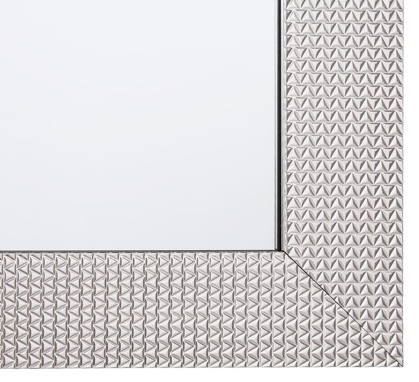 Nástenné zrkadlo obdĺžnikové 50 x 130 cm strieborné moderné s geometrickým vzorom