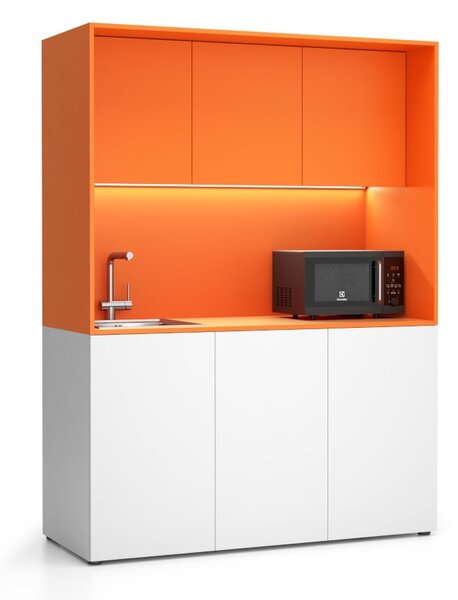 Kuchynka NIKA s drezom a batériou 1481 x 600 x 2000 mm, oranžová, ľavé