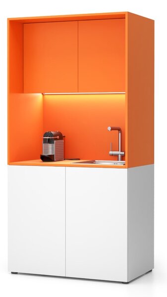 Kuchynka NIKA s drezom a batériou 1000 x 600 x 2000 mm, oranžová, pravá