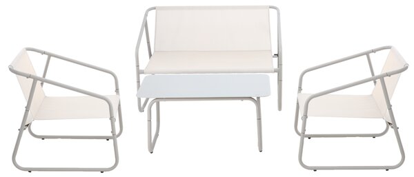 Záhradný set: Mini-gauč, 2 kreslá a stolík - béžová