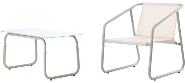 Záhradný set: Mini-gauč, 2 kreslá a stolík - béžová