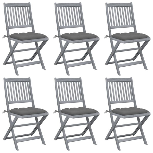 Skladacie záhradné stoličky s podložkami 6 ks akáciový masív