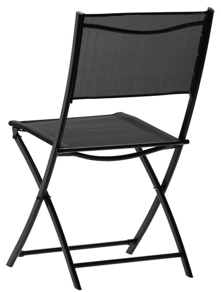 Balkónový set: 2 Skladacie stoličky a okrúhly stolík - čierny