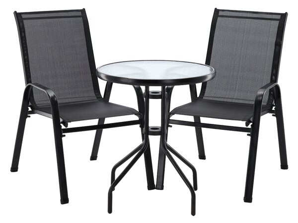 Balkónový set: 2 Stoličky a stolík - čierny