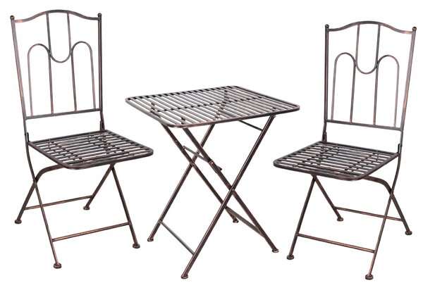 Záhradný set: 2 stoličky a štvorcový stolík - antický bronz