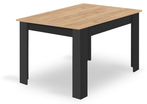 Čierny jedálenský stôl s doskou v dekore dub zlatý craft 120x80