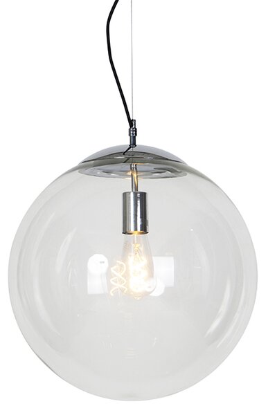 Škandinávska závesná lampa chróm s čírym sklom - Ball 40