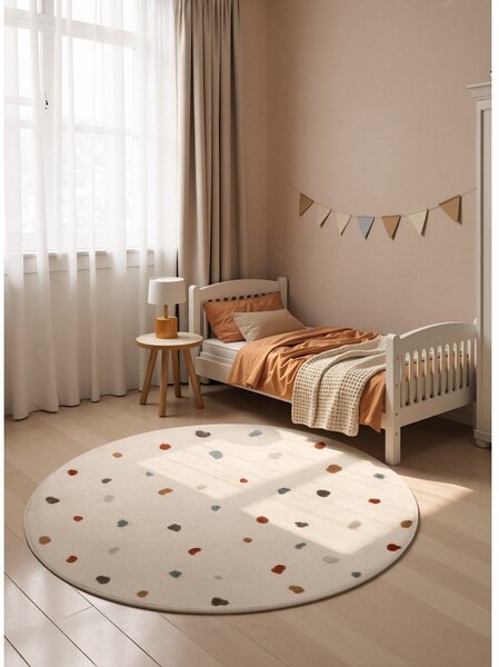 Krémový detský koberec ø160 cm Funny Dots – Hanse Home