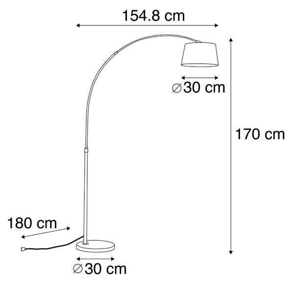 Moderná oceľová oblúková lampa s čiernym látkovým tienidlom - Arc Basic