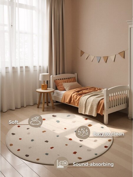 Krémový detský koberec ø160 cm Funny Dots – Hanse Home