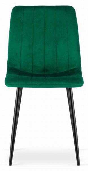 Set 4 kresiel LAVA - tmavozelený zamat / čierne nohy