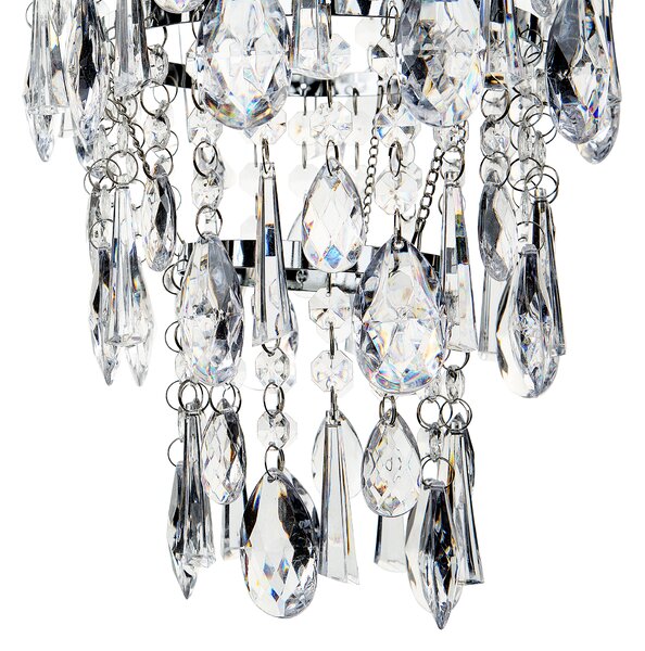 Luster strieborná priehľadná železo PVC plexisklo lesklý povrch s krištáľmi závesná lampa glamour štýl obývačka jedáleň