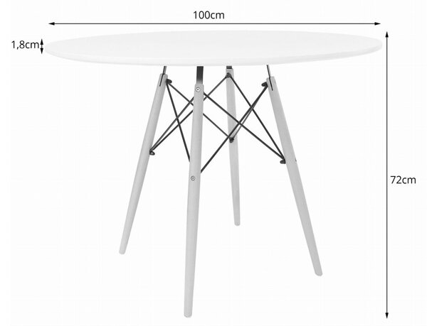 Jedálenský stôl 100 cm biely
