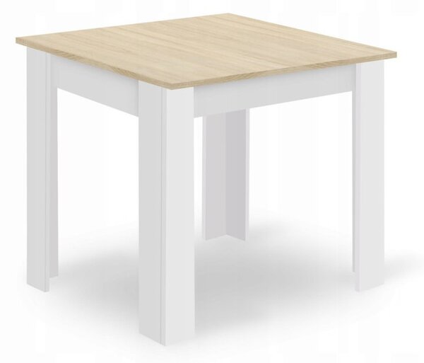 Jedálenská zostava stôl Dub sonoma/ biele nohy 80 X 80 + 4 stoličky OSAKA sivé / prírodné nohy