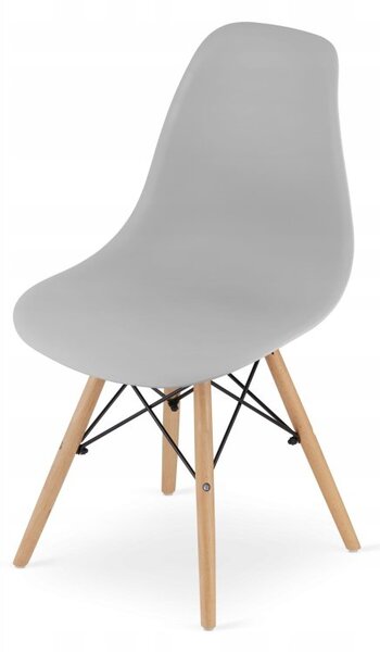 Jedálenská zostava stôl Dub sonoma 120 x 80cm biele nohy + 4 stoličky OSAKA sivé / prírodné nohy