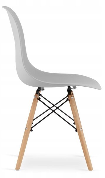 Jedálenská zostava stôl Dub sonoma 120 x 80cm biele nohy + 4 stoličky OSAKA sivé / prírodné nohy