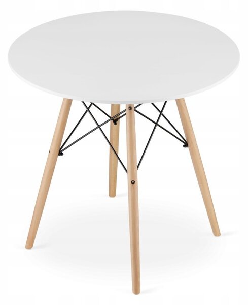 Jedálenská zostava TODI 80cm okrúhly stolový set biely a 2 stoličky MARK biele + 2 stoličky MARK biele ZADARMO